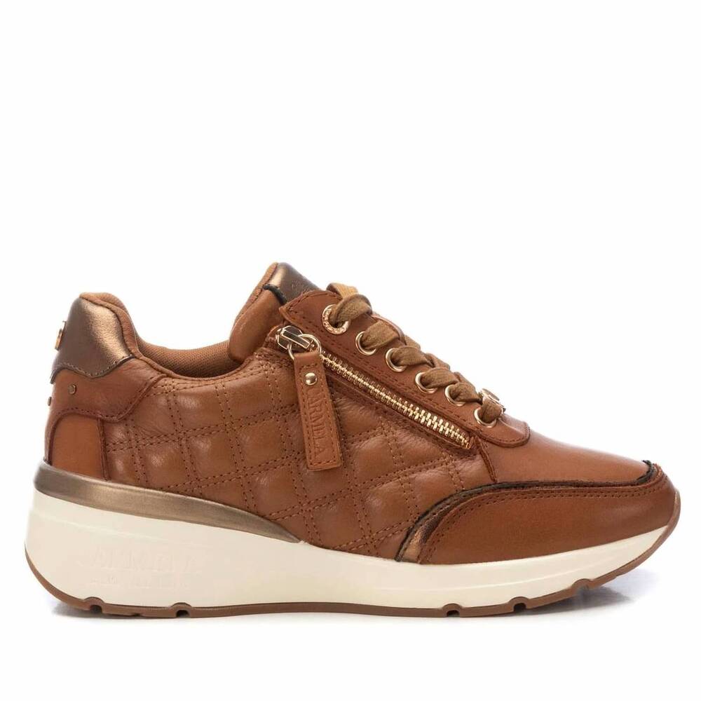 NEW CARMELA women's leather casual sneakers in brown